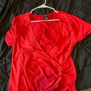 Red top ties on the side